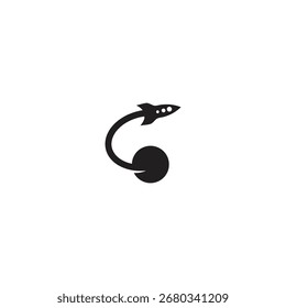 Icono de logotipo de tecnología de cohete volador