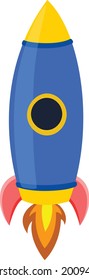 Flying rocket vector art and illustration