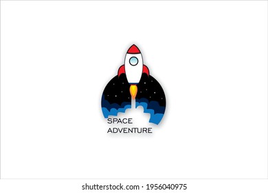 flying rocket vector design with white background