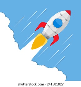 Flying rocket, vector eps10 illustration
