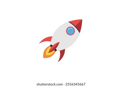 Flying rocket vector illustration isolated on white background