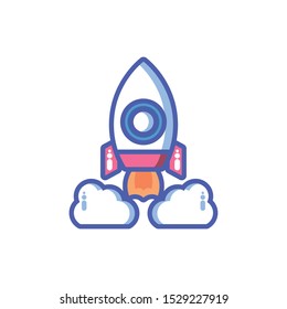 flying rocket in white background vector illustration design