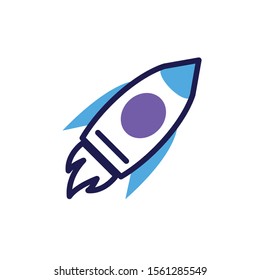flying rocket in white background vector illustration design