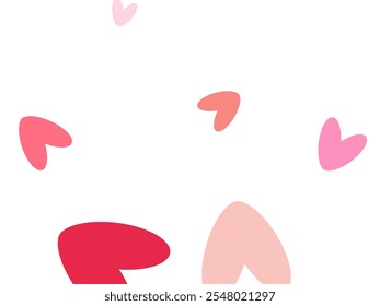 Flying Rose and Hearts on Transparent Background.  Flying Red rose petals on a transparent background.