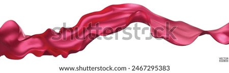 Flying Rose red silk textile fabric flag background. Smooth elegant Rose red Satin Isolated on white Background for grand opening ceremony. 3d vector illustration