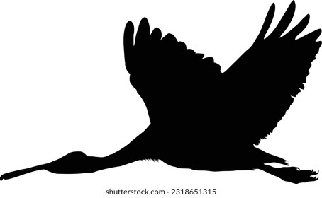 Flying Roseate Spoonbills Silhouette. Good To Use For Element Print Book, Animal Book and Animal Content