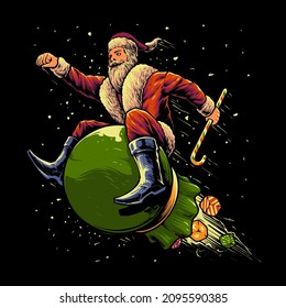 the flying santa claus illustration