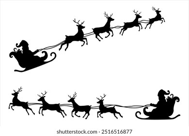flying santa claus silhouette vector