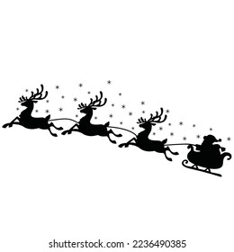 Flying Santa sleigh vector cartoon illustration