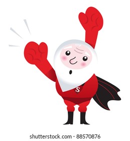 Flying Santa superhero isolated on white ( retro )