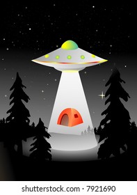 flying saucer abducting some campers in the middle of the night