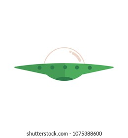 Flying saucer alien spaceship, ufo extraterrestrial creatures transport, vehicle. Science fiction fantastic spacecraft icon. Vector flat isolated illustration