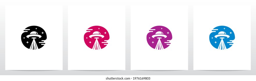 Flying Saucer Beaming Up Logo Design