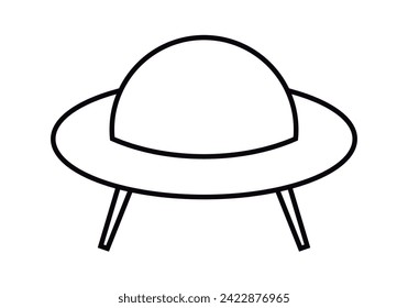 Flying saucer black icon in alien.