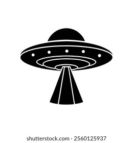 Flying Saucer Black Silhouette Vector Illustration

