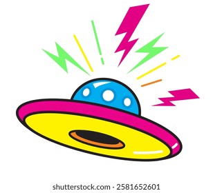 flying saucer cartoon minimalist style