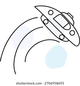 Flying Saucer with Clouds Outline Icon Graphic Vetor Illustration (Disco voador com contorno de nuvens)