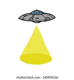 Flying Saucer, hand drawn, isolated on white background. EPS8.