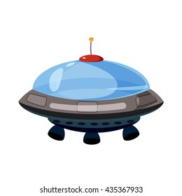 Flying saucer icon, cartoon style