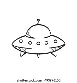 Flying Saucer Icon Doodle Sketch Lines Stock Vector (Royalty Free ...