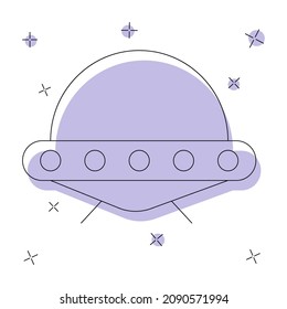 Flying saucer icon isolated on white background. Flat vector illustration