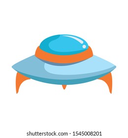 flying saucer icon over white background, vector illustration