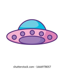 flying saucer icon over white background, flat style, vector illustration