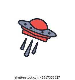 Flying saucer icon. vector.Editable stroke.linear style sign for use web design,logo.Symbol illustration.