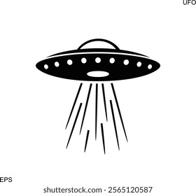 Flying saucer logo. Isolated flying saucer on white background