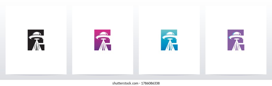 Flying Saucer On Letter Logo Design E