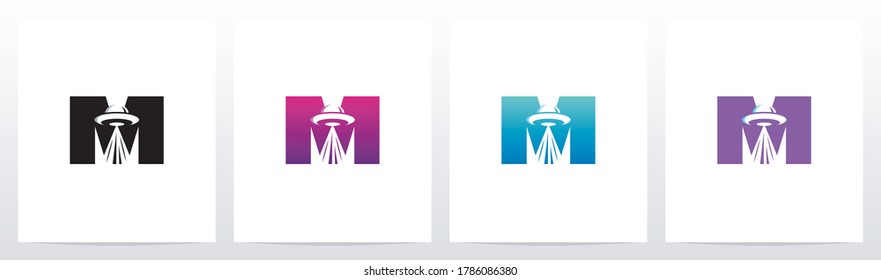 Flying Saucer On Letter Logo Design M