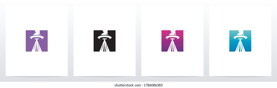 Flying Saucer On Letter Logo Design N