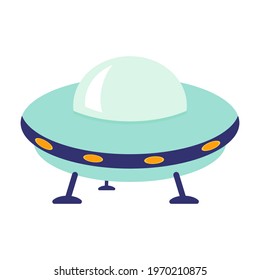 Flying saucer on a white background. Vector graphics.