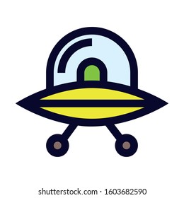 Flying Saucer. Simple Vector Color Icon.