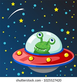Flying Saucer space background.
