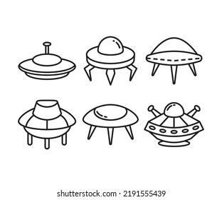 flying saucer and ufo icons set