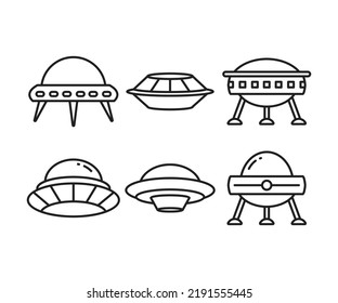 flying saucer and ufo icons set