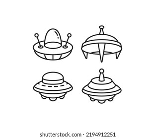 flying saucer and ufo icons set