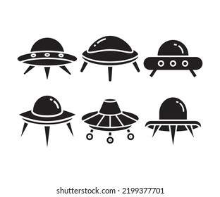 flying saucer and ufo icons set vector illustration