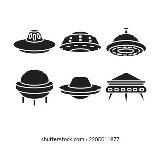 flying saucer and ufo icons set vector illustration