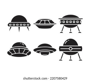flying saucer and ufo icons set vector illustration