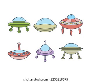 flying saucer and ufo icons set vector illustration