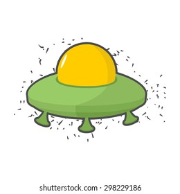 Flying saucer UFO on a white background. Vector illustration 