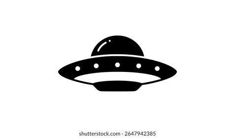 Flying Saucer UFO Silhouette - Retro Alien Spaceship Icon for Sci-Fi Posters and Book Covers