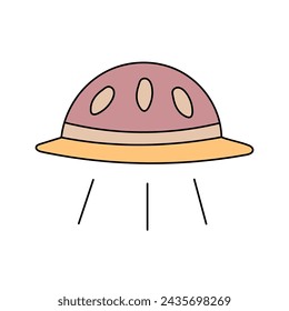 Flying saucer, UFO. Vector illustration, isolated on white background