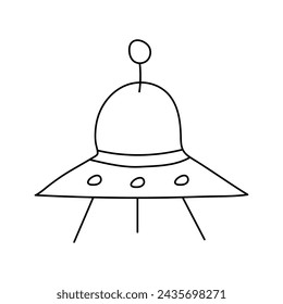 Flying saucer, UFO. Vector illustration, isolated on white background