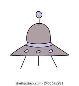 Flying saucer, UFO. Vector illustration, isolated on white background