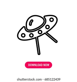 Flying saucer vector icon, The outlined symbol UFO. Simple, modern flat vector illustration for mobile app, website or desktop app  