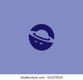 Flying saucer vector logo in a modern flat style.