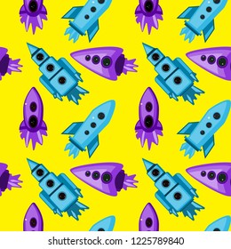 Flying saucers, colorful colors, seamless spaceship pattern. Vector illustration, coloring page for adult and children,art book, textile, print, poster, design